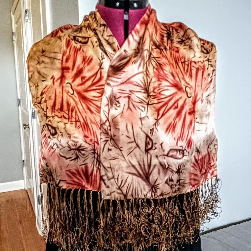 Rembrandt Pure Silk Oblong Fringed Scarf